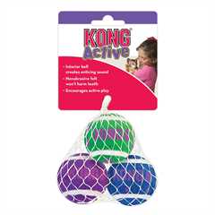 KONG Active Tennis Balls with Bells Cat Toy - 3 pack